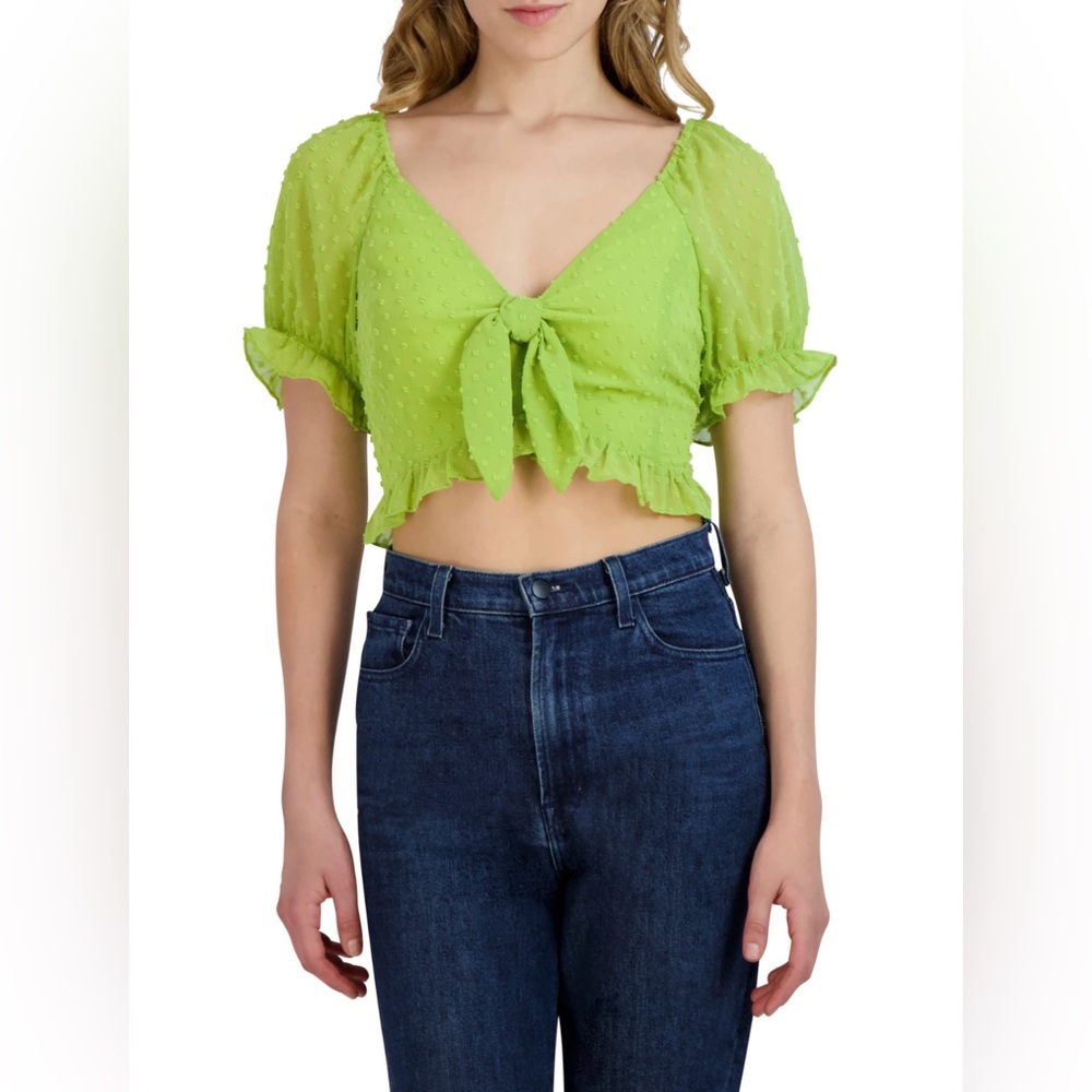 NWT - BCBG Front Knot Crop Top CITRON, Size Small